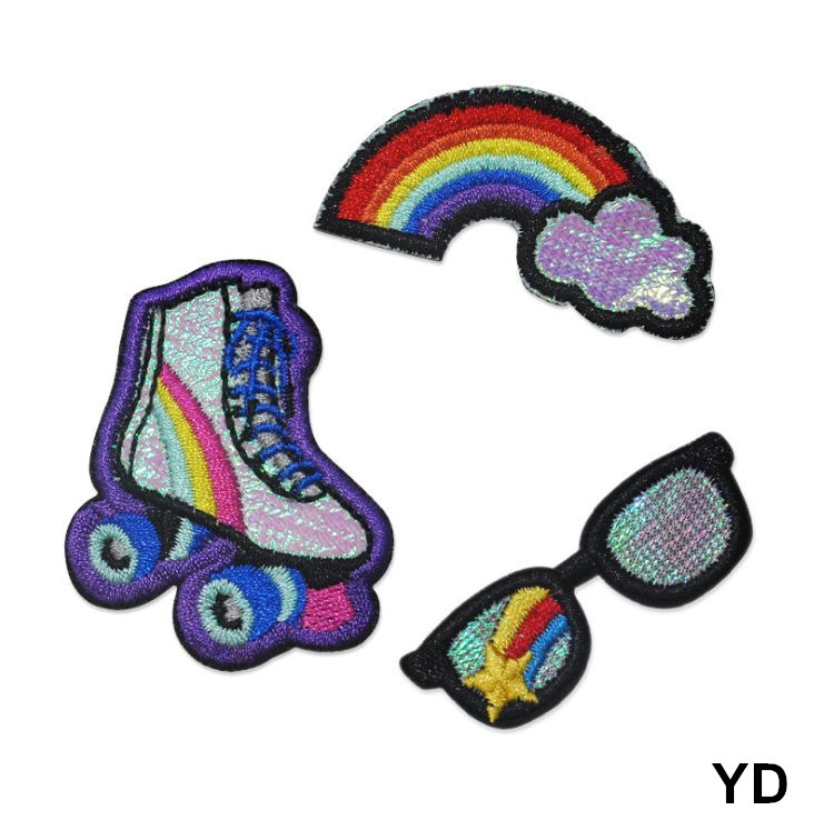 Sewing Id - 10 Pcs Patch Bordir Pelangi, Tempel