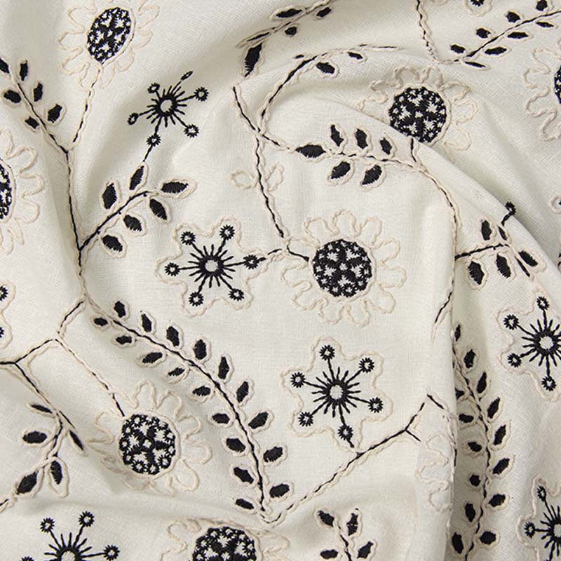 Vintage Sewing Textile - Kain renda katun 3D bordir penuh