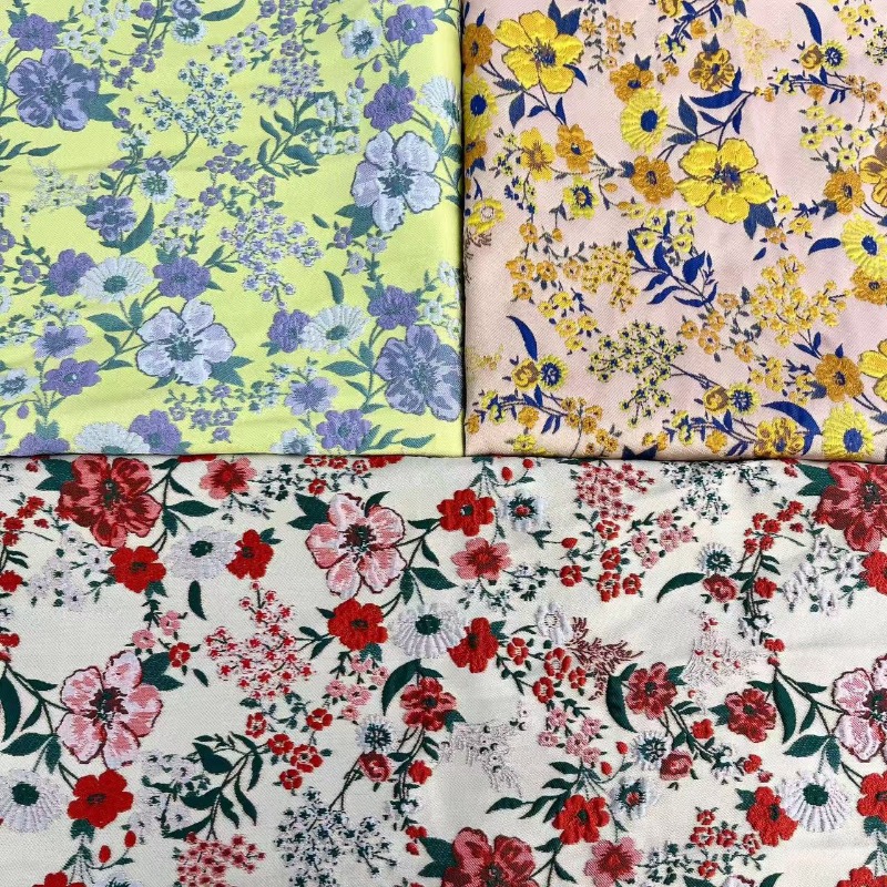 Kain Jacquard Bunga Kecil Mera - Vintage Sewing Textile ulasan dan harga