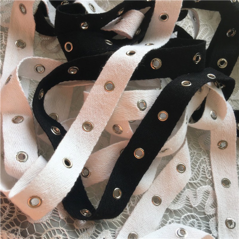 Anyaman katun hitam dan putih  - Sewing Eyelet Fabric ulasan dan harga